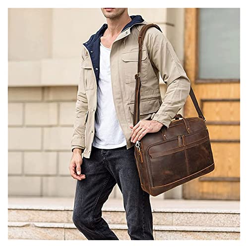 Sheenburphy Leather Business Travel Briefcase 17inch Laptop Bag Office Shoulder Messenger Bag Large Handbag