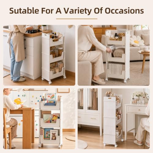 Rolling Book Cart with Silent Wheels，Rolling Bookshelf Library Book Truck