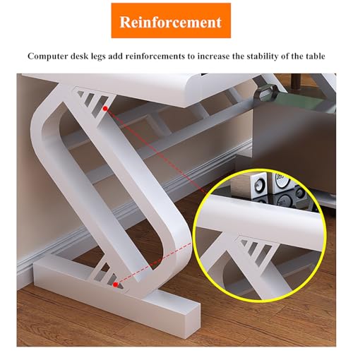 Modern Office Desk with Glass Top & Z-Shaped Metal Frame, Tempered Glass Computer Desk, Sturdy Writing Desk Table Study Desk, Gaming Desk Computer Desk for Home Office Workstation(Black+black,80*60*75