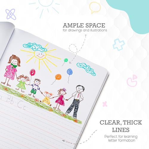 Primary Composition Notebook K-2, Primary Journal Grades K 2, Preschool, 1st Grade, Kindergarten Notebooks, Primary Ruled - 9.75 x 7.50 - Sturdy Covers - 100 Sheets - Assorted Colors (Bulk - 48 Pack)