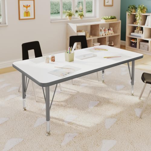 Flash Furniture 48" x 24" Adjustable Activity Table, White, Short Legs