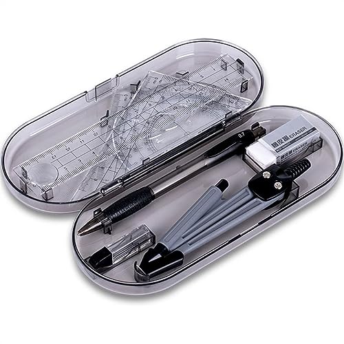 OREKPOT Compass Geometry Tool 8 Piece Math Geometry Kit for Students and Engineering Drawing - Drawing Compass, Basic Math Learning Tool Kit Drafting Tools Geometry Tool Set