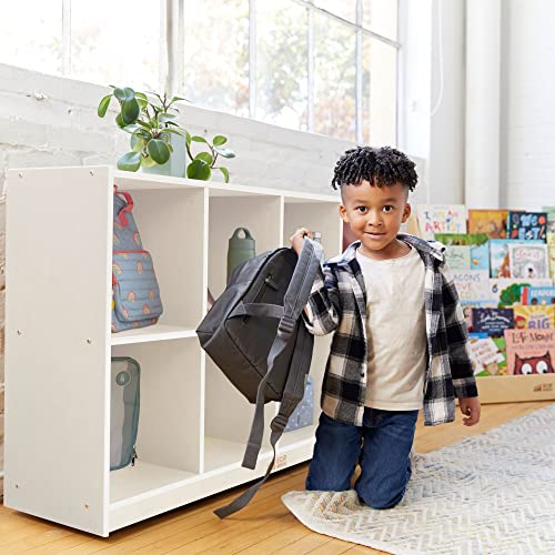 ECR4Kids 8-Compartment Mobile Backpack Storage Cabinet, Classroom Furniture, White Wash