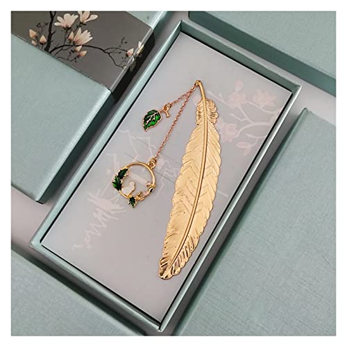 Bookmark Feather Metal Bookmark with Chain for Book Lovers Writers Readers Children Teens Men Women 8 Styles Metal Bookmark (Color : 4) (8)