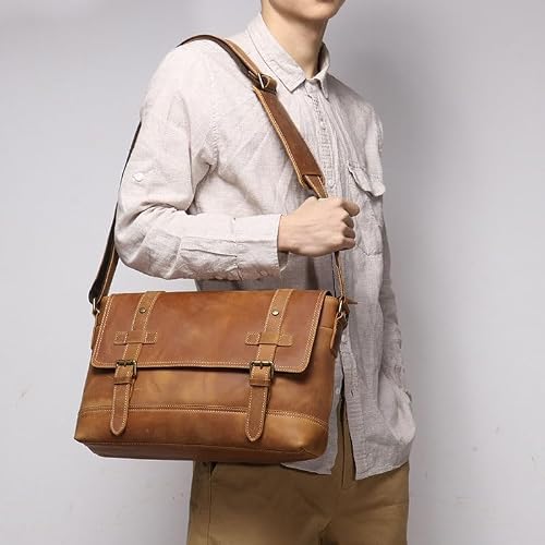 NSUQOA JSEIAJB Men's Bag Crazy Horse Leather Crossbody Shoulder Messenger