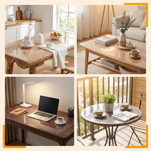 LJTGFHP Transparent 23x59 in Small Office Desk Blotter Mat Clear Plastic Table Protector Cover Pad PVC Topper Surface Protection Mat Pad Anti Scratch Table Mat Waterproof Easy Clean
