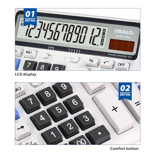 Pendancy 2 Pack Desk Calculators, 12-Digit Large Display, Big Buttons