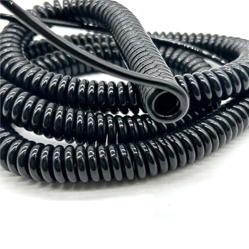 9 Core Coiled Curly Mains Flex Cable Spring Stretch 5 Meters 16ft