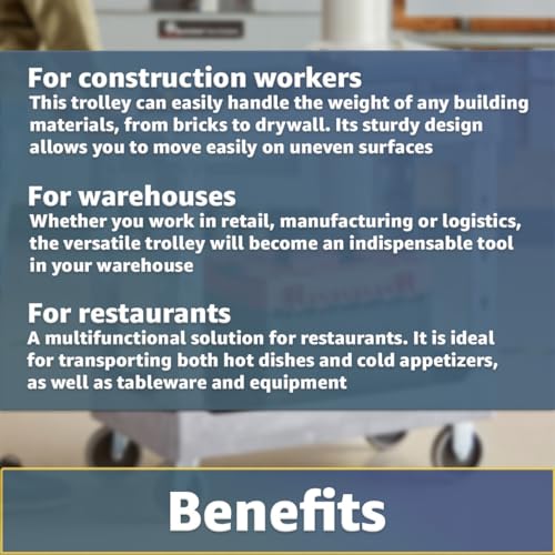 2 Shelf Utility Cart 34"x16" with Handle, Heavy-Duty Commercial Grey Work Rolling Cart, Service Tool Compartments, Movable Storage Trolley Organizer for Warehouse, Garage, Restaurant, Cleaning
