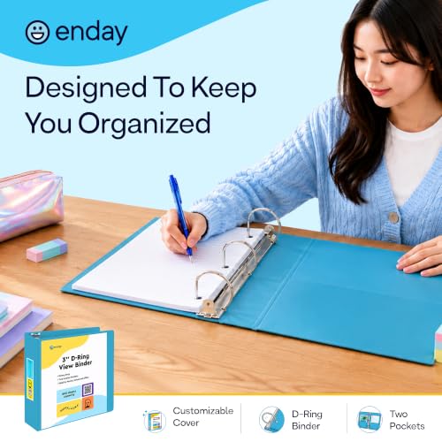 Enday 3 Inch Bulk 24-Pack Mix 3 Ring Binder Clear View Presentation Binder Assorted colors multi-pack 3-ring presentation view binder with pockets Heavy duty bulk supplies for school & office folders.
