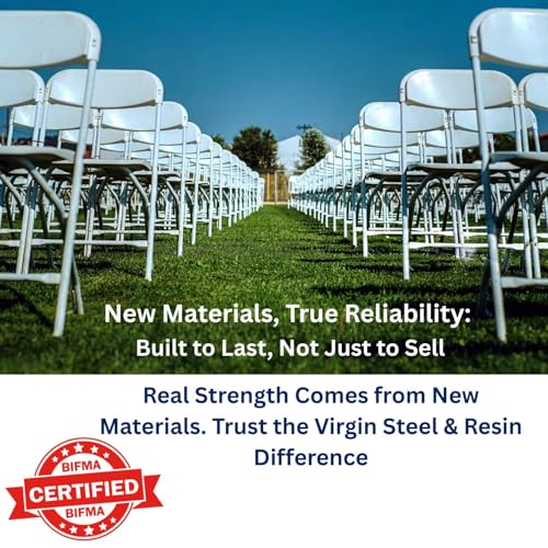 hiLISS White Folding Chairs 10-Pack,Portable Events Chairs, Plastic Folding Chair, Stylish 650 lb Capacity for Party, School and Church