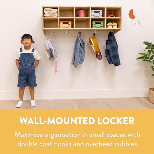 Back2School Express 10-Section Wall Mount Storage Coat Locker, Natural