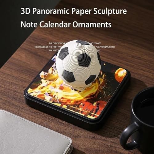 2026 3D Panoramic Paper Sculpture Note Calendar, World Cup Themed DIY Tear-off Notepad Desk Calendar, Novelty Desktop Decoration Ornament for Soccer & Sports Lovers