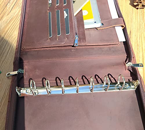 7 Ring Check Binder Portfolio, Handmade Vantage Genuine Leather Check Book Binder for Business (Engrave Name/Logo)
