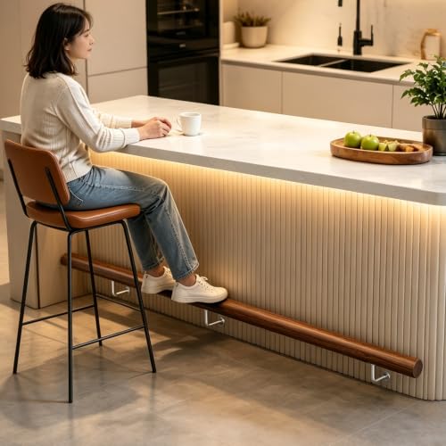 Wooden Foot Rail for Kitchen Island, Bar Footrest Railing