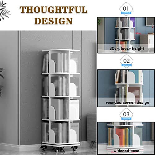Bookshelf Book Shelves for Office 360° Rotating Small Bookcase, Multi-Layer Movable Book Rack, Student Book Organizer for Dormitory, Easy to Assemble (Color : Walnut Color, Size : 1 Layers)