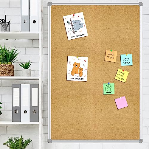 Lockways Cork Board 36" x 24" Bulletin Board, Double Sided Corkboard