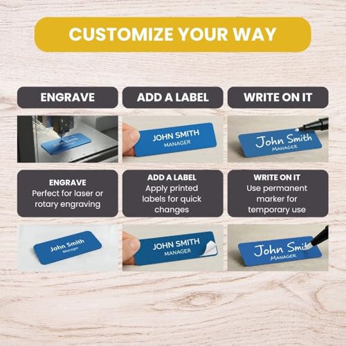Name Tag/Badge Blanks - 100 Pack - 1" X 3" (Blue) Round Corners, Magnetic Backing