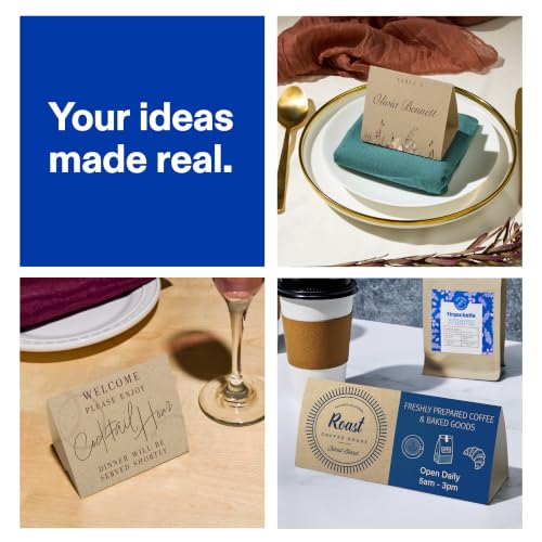 Avery Printable Rectangle Table Tent Cards, 3-3/8" x 3-11/16", Matte Kraft Brown, Sure Feed Technology, Print-To-The-Edge Capability, Laser/Inkjet Compatible, 100 Total