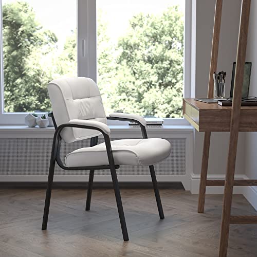 Flash Furniture LeatherSoft Reception Chair, White/Black