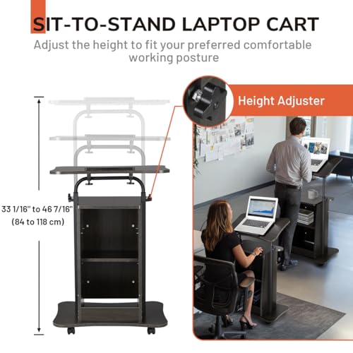 Yescom Rolling Podium Stand Classroom Lectern 24"Lx15"Wx33"H Lockable Wheel