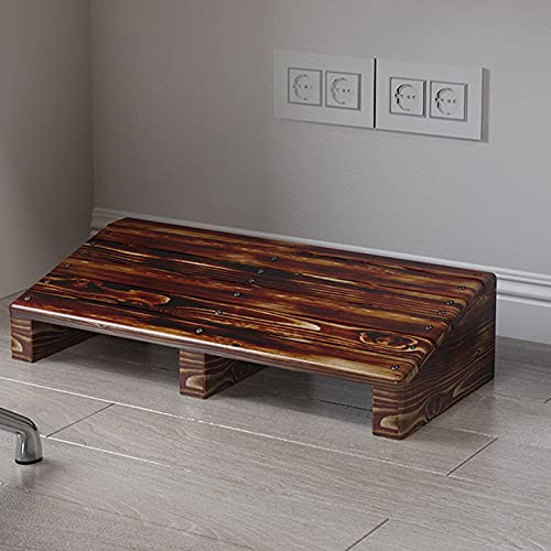 LXLA Extra Wide Under Desk Footrest, Office Large Wood Tilt Step Stool - Keep Sitting Posture, Playing PC Game, Ergonomic Foot Stool, 60×28×(12-5) CM (Color : B, Size : 23.6×11×(4.7-1.9) inch)