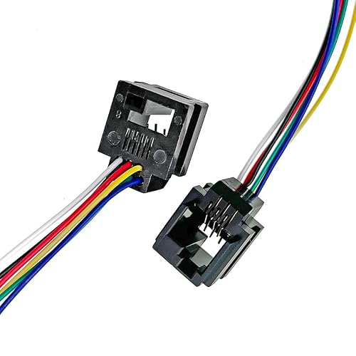 Coorle DIY 6P6C Telephone Outlet Modular Jack Female RJ11 RJ25 PCB Socket Jack Telephone Adaptors Connectors 623K- Left Latch 6P6C Phone Port with 1061 26AWG Cable 10PCS