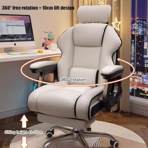 Ergonomic Office Chair with Footrest, Executive Chair PU Leather Computer Chair, Reclining Desk Chair with Leg Rest, Big and Tall Chair 450 lbs Capacity(Black)