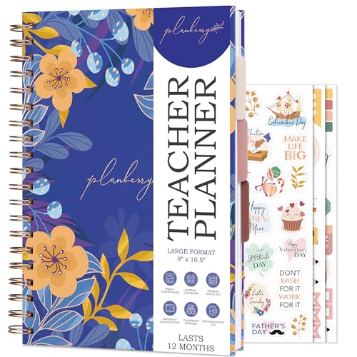 PLANBERRY Teacher Planner, Undated Lesson Plans, Homeschool Golden Violets