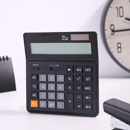 VZDUYHJ Desktop Calculator Financial Accounting Office Solar 12-Digit Large Screen Power Portable