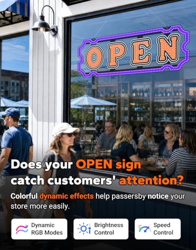Color Changing LED Open Sign for Business With Remote And Timer, 48" X 16"