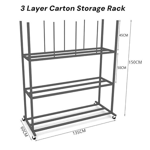 Mobile Carton Cart, Large Cardboard Box Organizer, Mobile Storage Cart, Carton Storage Rack for Warehouse, Office and Home(3 Tier)