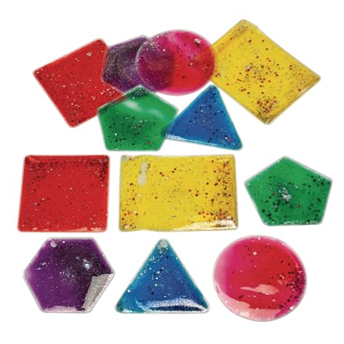 Excellerations Sparkly Squishy Sensory Geometric Shapes, Set of 12