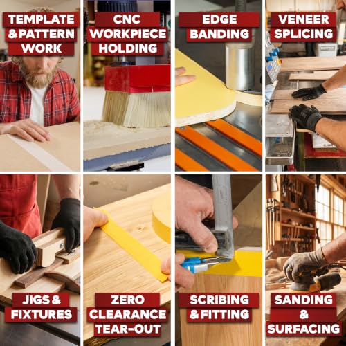 XFasten Bulk Double Sided Woodworking Tape 1-inch 1,296-Feet Total (12-Pack) Residue-Free Woodworking Tool for CNC Routing Machine, Removable Double Sided Tape for Woodworking Router Template