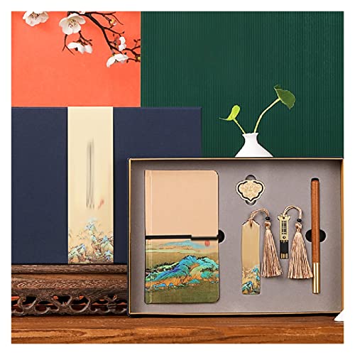 Notebook Metal Brass Bookmark Custom Engraved Gift Box Set Students Business Gifts(Black)