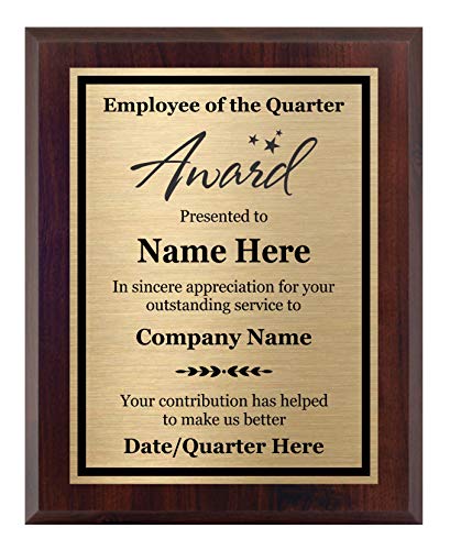 Employee of The Quarter Award 8x10 - Personalized Plaque, Customize Now!