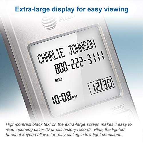 AT&T EL51203 DECT 6.0 2-Handset Cordless Phone with Full-Duplex Speakerphone, Backlit Display & Lighted Keypad, Caller ID/Call Waiting, Intercom, ECO Mode