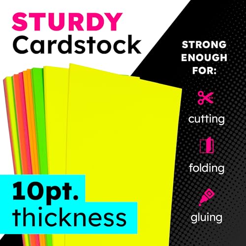 Hygloss Poster Board 22 x 28, 100 Pack Neon Assorted, Colored Posterboard