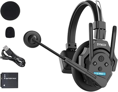 SYNCO XTALK XPro Wireless Intercom Headset System 2.4GHz 500m/1640ft Wireless Communication Headset with Noise Reduction Program Production Live Show Move Shoot (1 PCS)