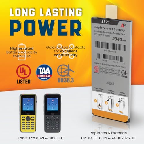 Artisan Power - Replacement Battery for Cisco 8821 and 8821-EX Phones - Replaces CP-BATT-8821-2340 mAh Replacement Phone Battery for Cisco 8821 Unified Color Wireless VOIP Phone