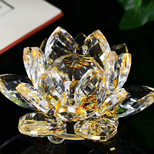 Chandelier Crytal 60mm-200mm Crystal Lotus Flower Crafts Glass Paperweight Ornaments Figurines Home Wedding Party Decor Gifts Souvenir - (Color: topaz/Size: 200mm)