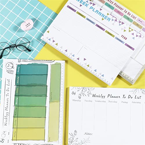 NSUQOA JSEIAJB A4 Weekly Planner Plan Notebook 54 Sheets Schedule Organizer Notepad School Office Supplies Stationery(Black)