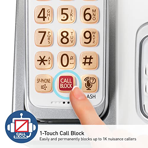 Panasonic Cordless Phone with Answering Machine, Link2Cell Bluetooth Home Phones, Voice Assistant and Advanced Call Blocking, Expandable System with 4 Handsets, Cordless Telephone, KX-TGD864W (White)