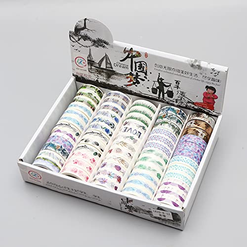 60 Rolls of Slim Washi Tape Gift Box Set, 15Mm Wide 16.4 Ft Long Colored Decorative Thin Masking Tapes for Arts, Children Gifts, Bullet Journals, Scrapbooking DIY,B