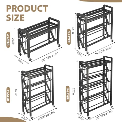 Multi-Layer Rolling Book Cart, Movable Bookshelf, L-Shaped Carbon Steel Mobile Book Carts with Wheels for Library, Office, Living Room, Bedroom, Classroom