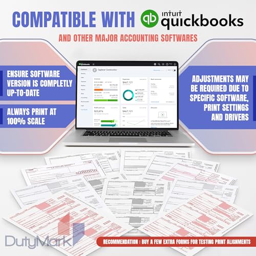 1099 MISC Copy A 2025 Tax Federal Income Form, 100 Laser Tax recipients Pack, (50 Sheets) Compatible with QuickBooks and Accounting Software