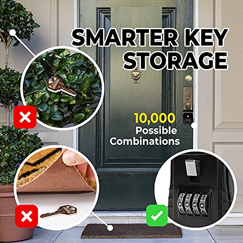 Lion Locks 1500 Key Lock Box with Code, Lockbox for Keys Outdoor, Realtor Lock Box for Short-Term Rentals, Holds 5 Keys (12 Pack, Black)