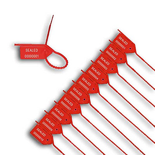 Pull Tight Security Seals with Side Tear Red Tamper Evident Plastic Zip Tie Seals for Bags and Containers Box of 1000