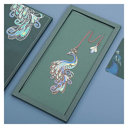 Bookmark Metal Peacock Bookmark Gift Box Hollow Tassel Pendant Chinese Style Student Gift Teacher's Day Gift for Teacher Metal Bookmark (Color : 4) (10)