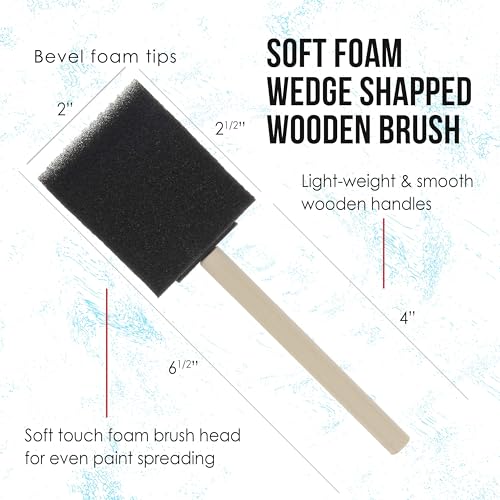 U.S. Art Supply 2 inch Foam Sponge Wood Handle Paint Brush Set, Case of 480
